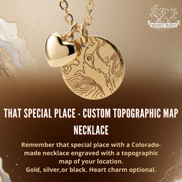 Custom Topographic Map Necklace - Remember that special place