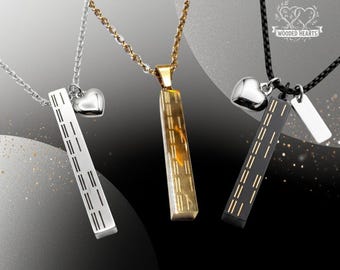 Binary Love - Custom Made Necklace w/ Your Special Date in Binary Art