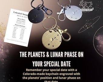 Custom Lunar Phase & Planets Position On Your Special Date Keychain