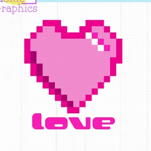 Rétro Valentines Day Shirt SVG, coeur, amour, Valentine des années 80, joueur, téléchargement numérique pixelisé
