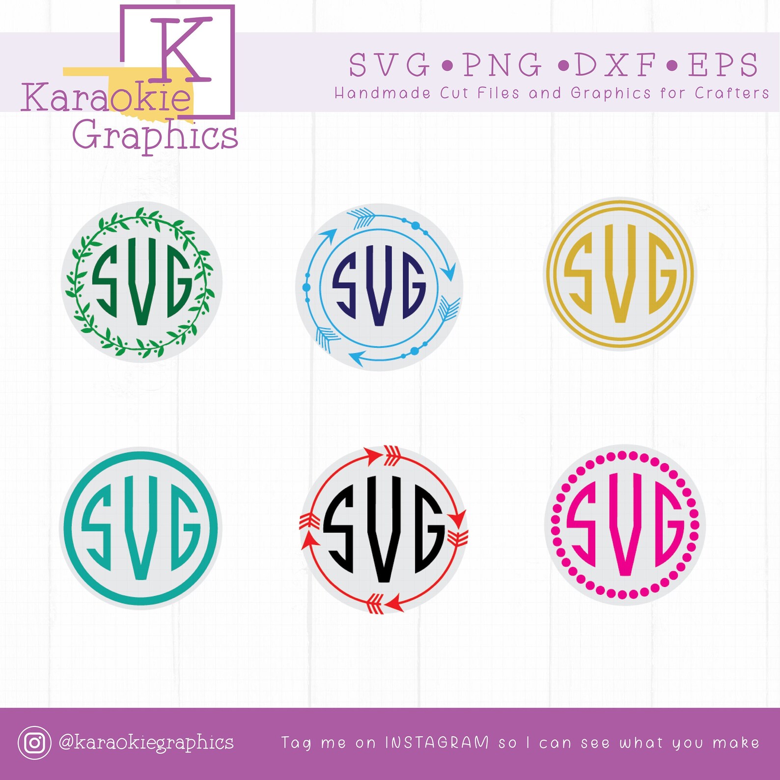 Download Round Keyring Monogram Background Frame SVG Bundle | Etsy