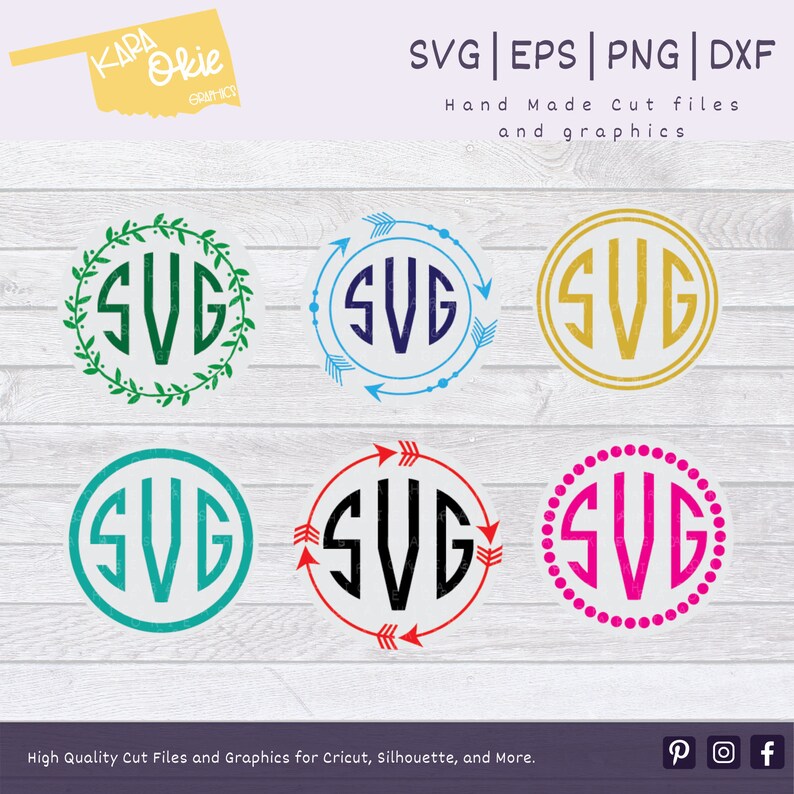 Download Round Keyring Monogram Background Frame SVG Bundle | Etsy