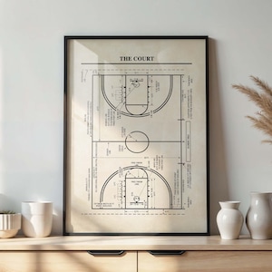 Basketball Court Poster | Basketball Wall Art Print | Retro Basketball Room Decor | PRINTABLE DIGITAL DOWNLOAD | #1069.2V