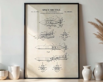 Poster con stampa del brevetto dello Space Shuttle / Arte murale sullo spazio / DOWNLOAD DIGITALE / 1119V
