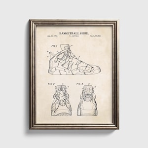 Basketball Shoe Patent Print | Basketball Wall Art | Sneaker Art  | Ready to Frame Physical Print Poster