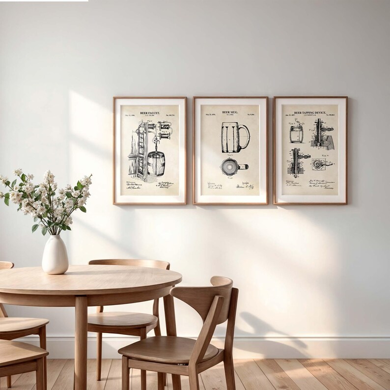 Beer Wall Art Print Set | Beer Faucet, Mug and Tapping Device | DIGITAL ...