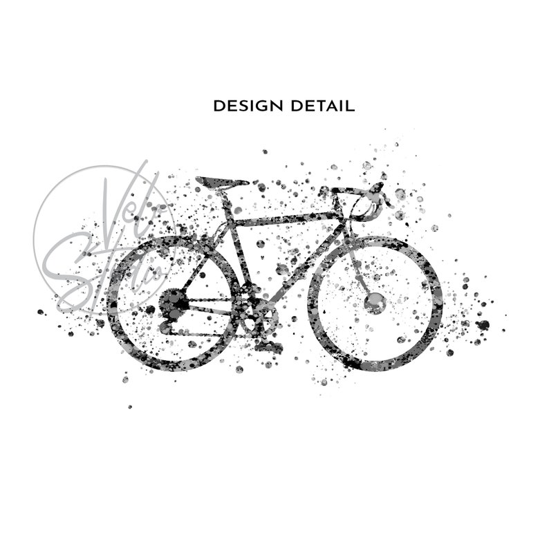 Bike Watercolor Print Black and White Wall Art Digital Etsy