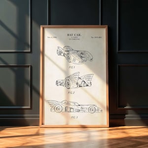 Bat Superhero Wall Art | Comic Movie Bat Themed Car Patent Print | PRINTABLE DIGITAL DOWNLOAD | 1079V