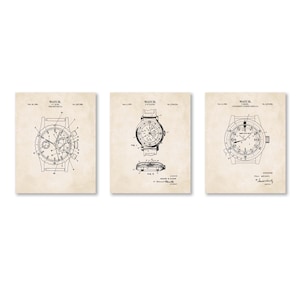 Vintage Watch Patent Wall Art | Set of 3 | Ready to Frame Prints Vintage