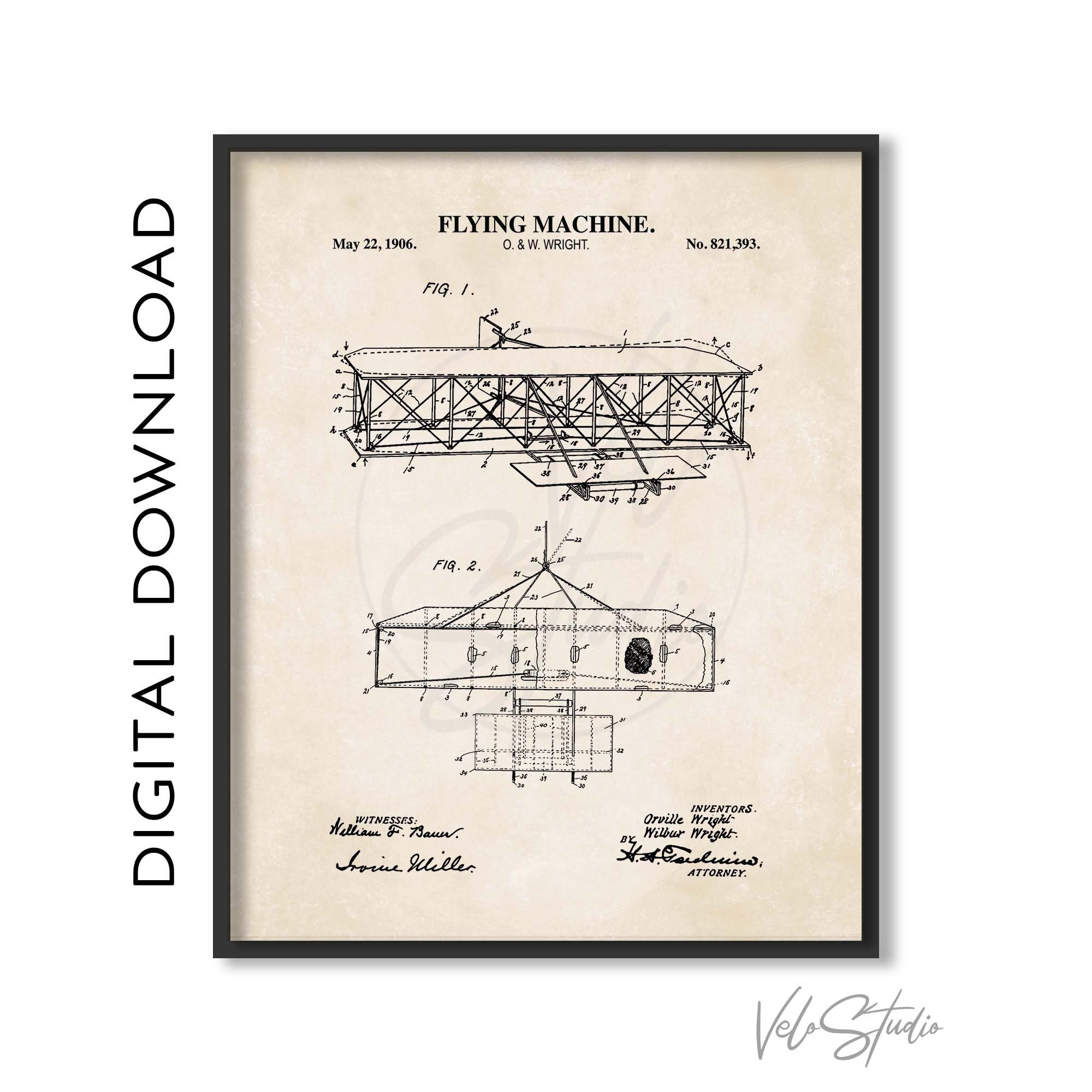 Airplane Patent Art Print | Vintage Aviation Decor | DIGITAL DOWNLOAD ...