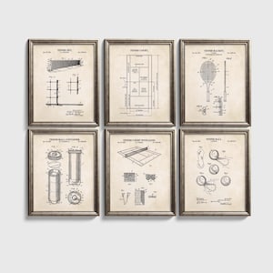Tennis Patent Print Set | Vintage Tennis Wall Art | Tennis Decor | Gift for Tennis Player | Unframed Set of 6 Physical Prints