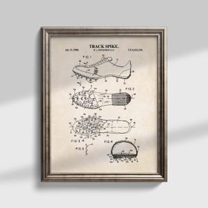 Track Spikes Shoe Patent Wall Art | Ready to Frame Print