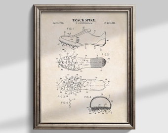 Track Spikes Shoe Patent Wall Art | Ready to Frame Print