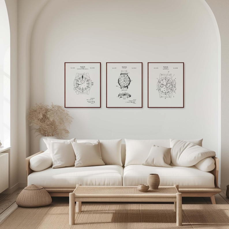 Vintage Watch Patent Wall Art | Set of 3 | Ready to Frame Prints image 7