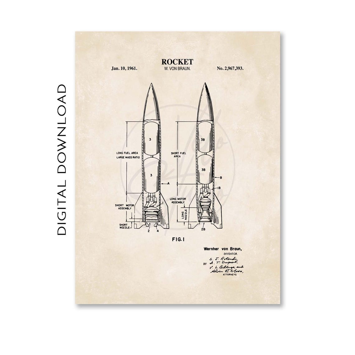 Vintage Rocket Patent Print | Astronaut Outer Space Wall Art | DIGITAL ...