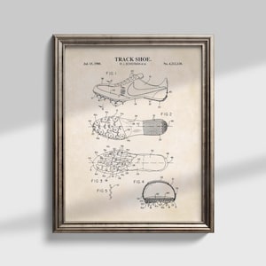 Track Spikes Shoe Patent Wall Art | Running Artwork | Vintage Physical Patent Print Poster