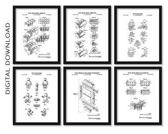 Bundel speelgoedbaksteen: patentmuurkunst | Zwart-wit | DIGITALE DOWNLOAD