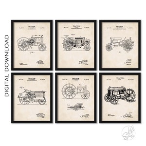 Vintage Tractor Patent Wall Art | Set of 6 | Antique Tractor Gallery Wall | Farm Art | PRINTABLE DIGITAL DOWNLOAD