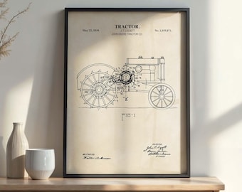 Tractor Wall Art / Stampa di brevetto di trattore antico del 1934 / Decorazione vintage per la stanza della fattoria / DOWNLOAD DIGITALE STAMPABILE / #1129V