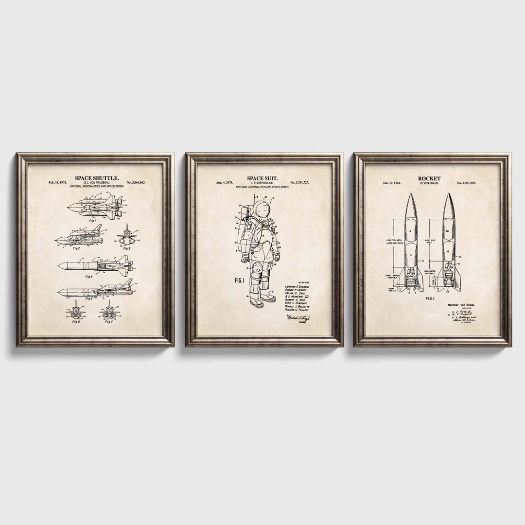 Space Patent Wall Art | Spacesuit, Space Shuttle & Rocket | Ready to ...