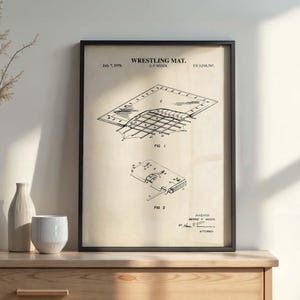 Wrestling Wall Art | Wrestling Mat Patent Art Print | Gift for Wrestler | PRINTABLE DIGITAL DOWNLOAD | 1229V