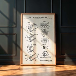 Angled Toy Brick Wall Art | Toy Brick Patent Art Poster | Nostalgic Toy Playroom Decor  | PRINTABLE DIGITAL DOWNLOAD | 1016BV