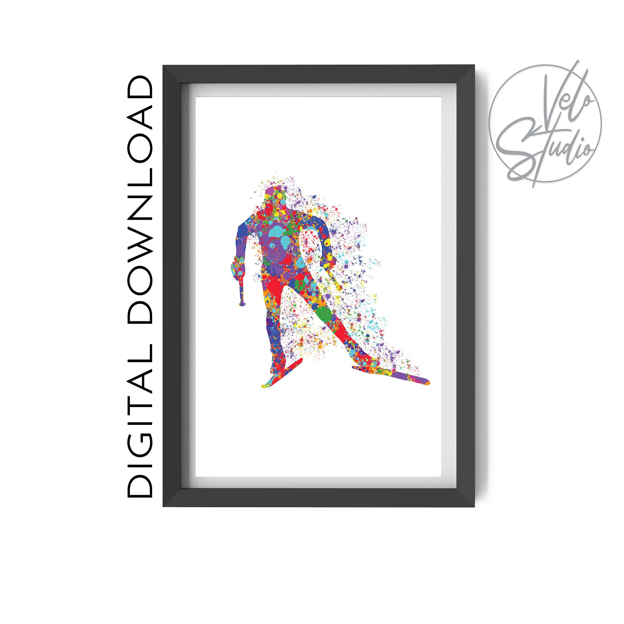 Cross Country Ski Wall Art Watercolor Print XC Skiing Wall Etsy