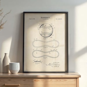 Baseball Wall Art | Baseball Patent Print | Vintage Baseball Poster | Baseball Player Room Decor | PRINTABLE DIGITAL DOWNLOAD| #1116V