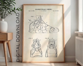 Basketball Shoe Patent Print | Basketball Wall Art | DIGITAL DOWNLOAD | 1064AV