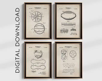 Baseball, Football, Basketball & Fußball Print-Set | Sport Kinderzimmer und Raumdekor | DIGITALER DOWNLOAD