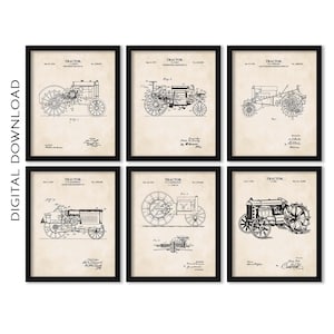 Vintage Tractor Patent Wall Art | Set of 6 | Antique Tractor Gallery Wall | Farm Art | PRINTABLE DIGITAL DOWNLOAD