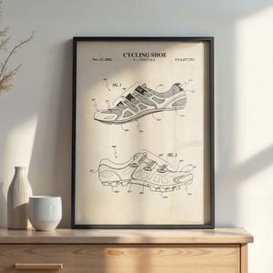 Bike Wall Art | Cycling Shoe Patent Print | Gift for a Cyclist | Sports Room Decor | PRINTABLE DIGITAL DOWNLOAD | 1010BV