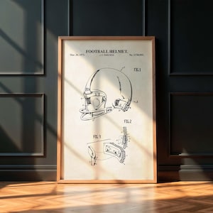 Póster de casco de fútbol americano / Impresión de patente de casco de fútbol americano / Decoración de sala de fútbol americano / Arte para sala deportiva / DESCARGA DIGITAL IMPRIMIBLE / #1145V
