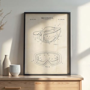 Ski Goggle Wall Art | Skiing Patent Art Print | Gift for a Skier | Sports Room Art | PRINTABLE DIGITAL DOWNLOAD | 1048V