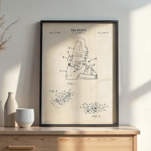 Ski Boot Wall Art Poster |  Skiing Patent Print | Ski Decor | Sports Room Art | PRINTABLE DIGITAL DOWNLOAD | 1047V