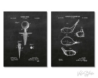 Vintage Golf Patent Art Set of 2 Prints  |  Golf Wall Art  |  Golf Gifts  |  Golf Prints