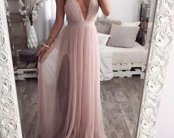 pink backless maxi dress