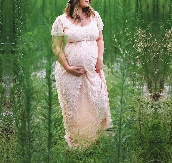 Photo Shoot Boho Maternity Dress Vintage Cotton Pregnant Evening Party Robe  Maxi Lady Gown Photography Prop Baby Shower Gift