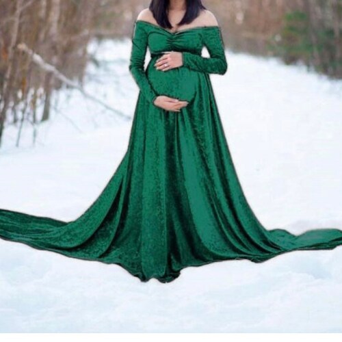 Pregnancy Women Velvet Dress Fashion 