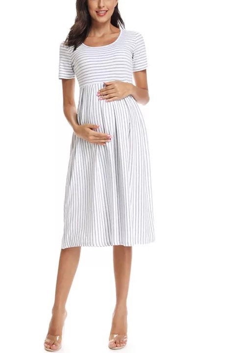 Womens Summer Casual Striped Maternity Dress Short Sleeve | Etsy