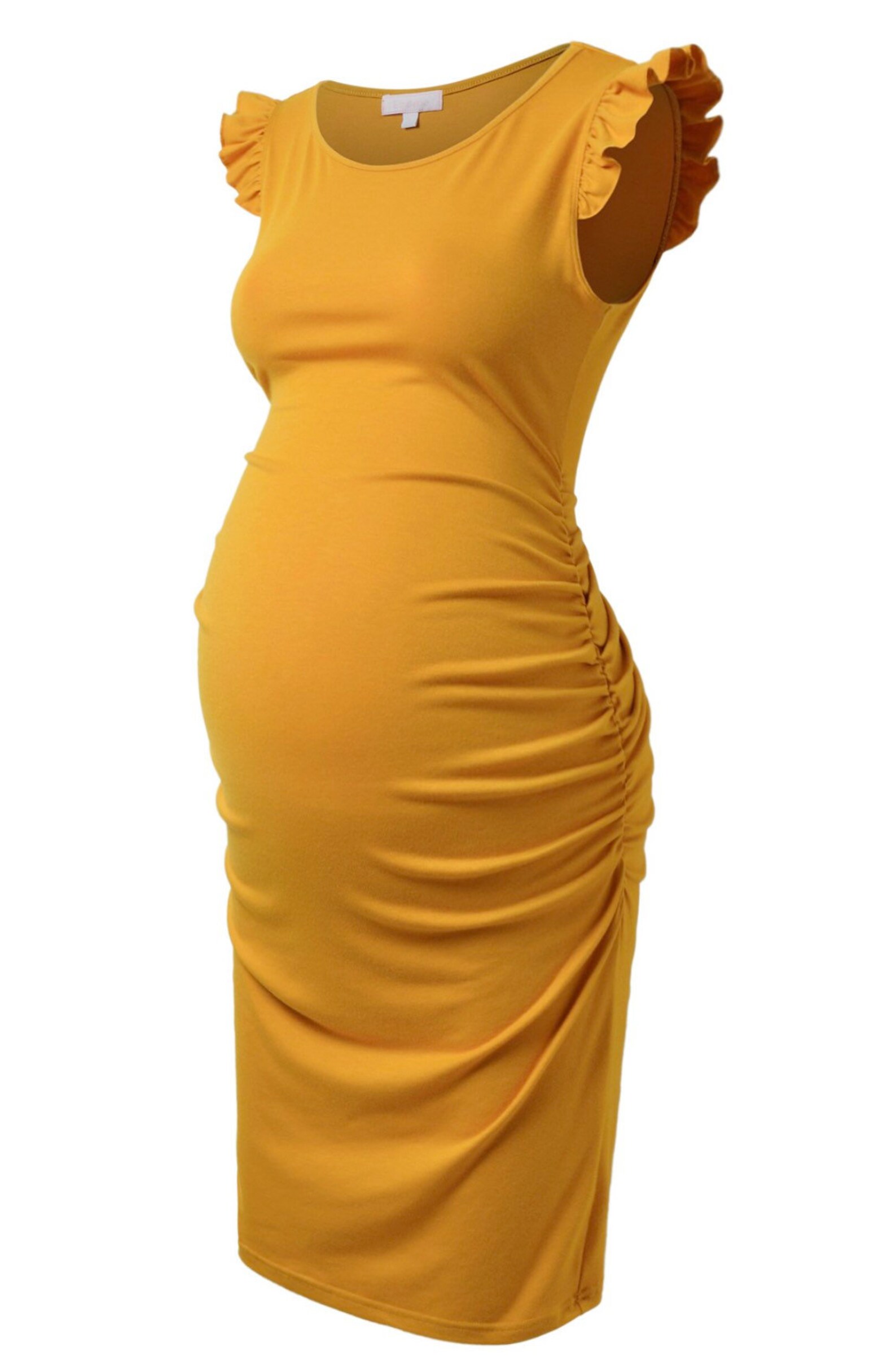 Maternity Bodycon Dress Summer Stretchy Flying Sleeve Ruched Etsy