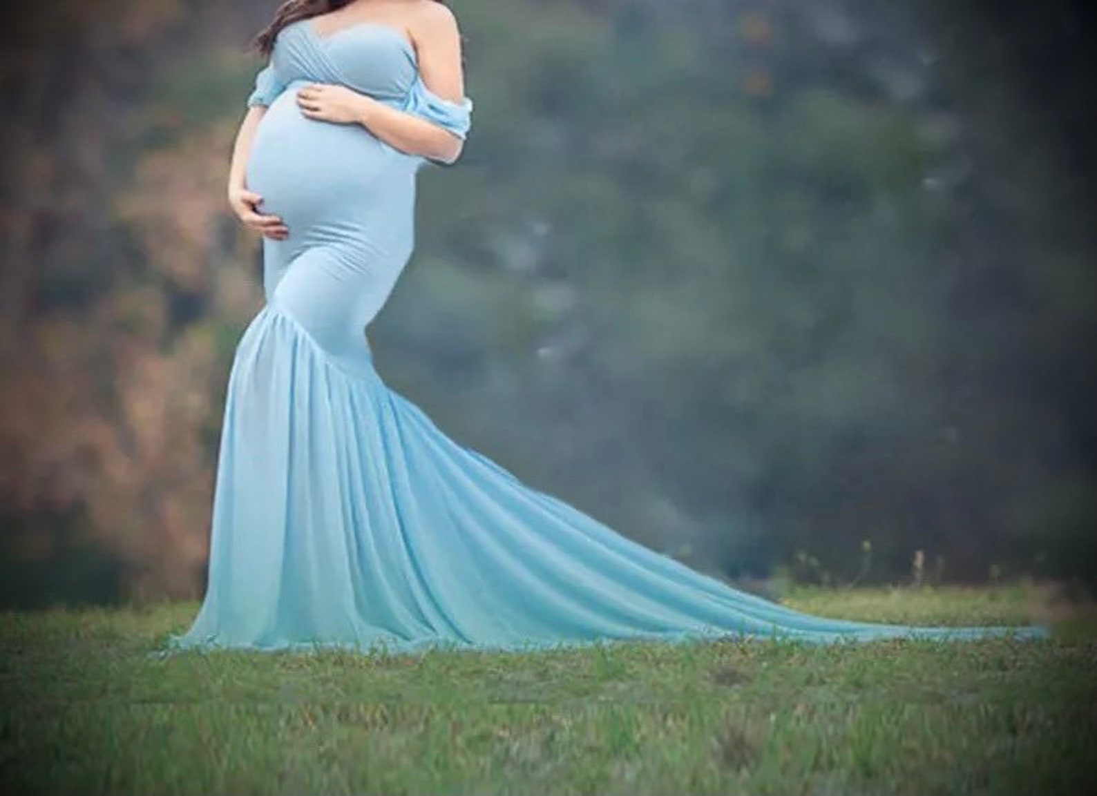 Maternity Maxi Gown Dresses For Photoshoot Sexy Ruffles Etsy