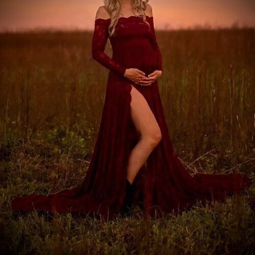 Lace Maternity Maxi Gown Dresses for 