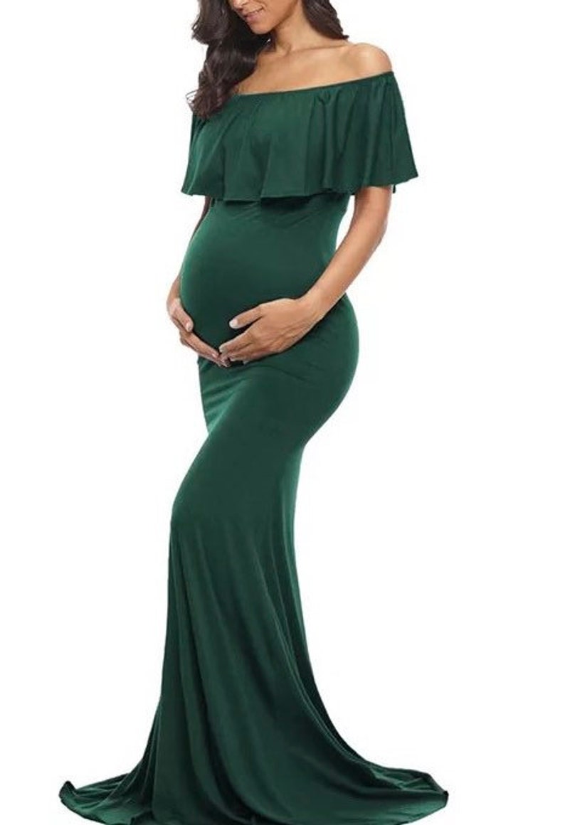 Maternity Elegant Fitted off Shoulder Ruffles Dresses - Etsy