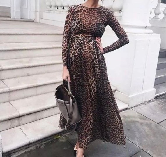 Fashion Maternity Dresses Photography Props Leopard Pregnancy