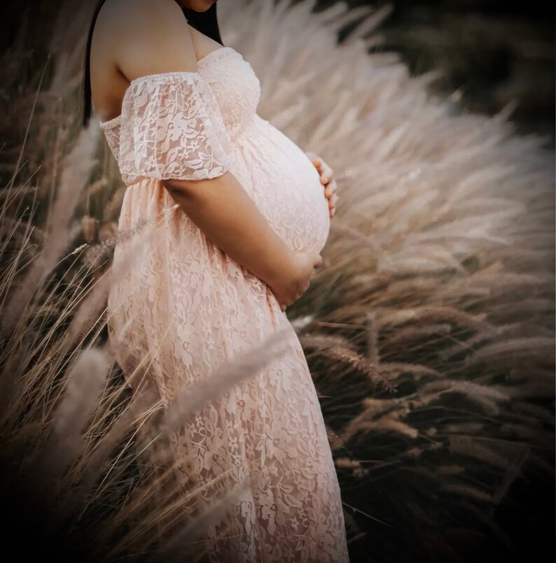 Lace Baby Shower Dresses Maternity Photo Shoot Long Dress Pregnancy Photography Maxi Gown 