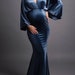Winter Velvet Boho Maternity Long Dress For Photo Shoot Bohemian Maternity Velvet Photography Body-con Dress V-neck