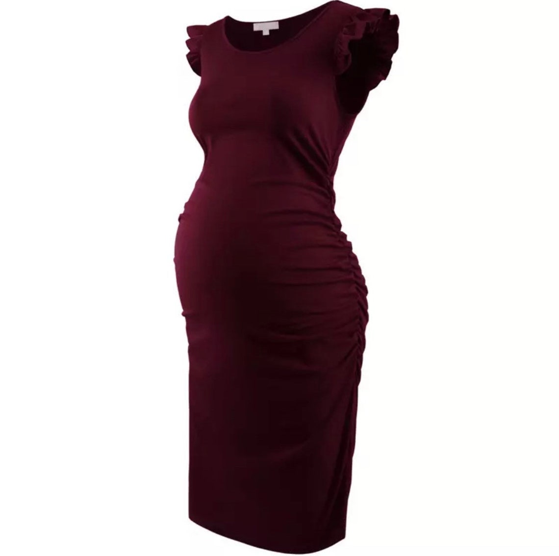 Maternity Bodycon Dress Summer Stretchy Flying Sleeve Ruched Etsy