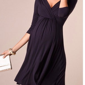 Maternity Clothes for Pregnant Women Clothing Solid V-neck Pregnancy Dresses  Mother Wear Evening Dress