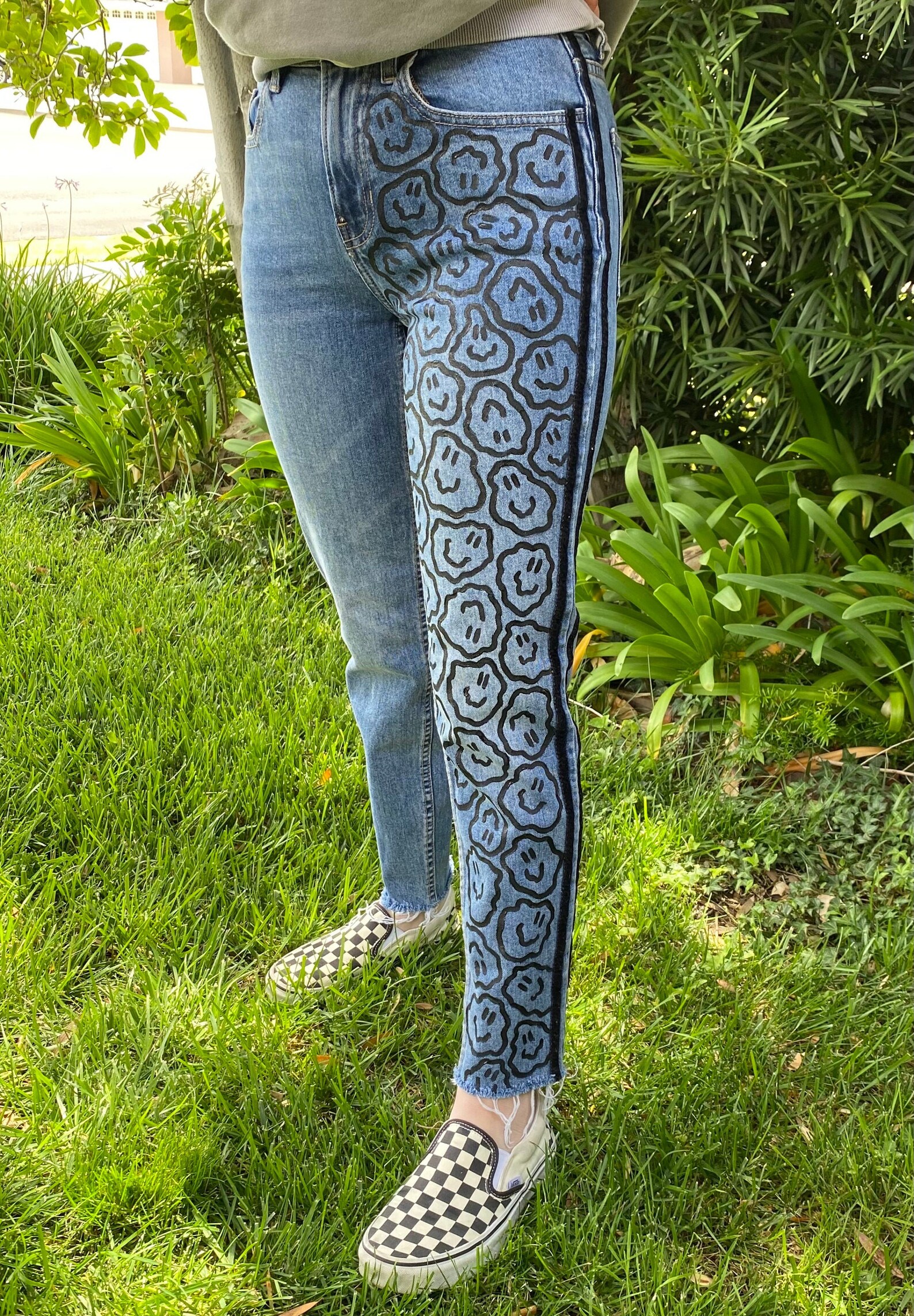 Hand Painted Mom Jeans Etsy